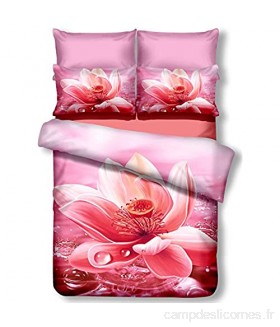DecoKing Premium 00786 Parure de lit 200 x 220 cm avec 2 taies d\'oreiller de 80 x 80 Amarante 3D en Microfibre Housse de Couette Parure de lit Fleurs Motif Floral Rose Rose nectario