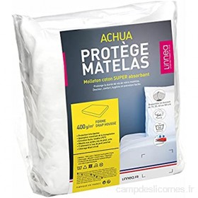 Protège Matelas 160x200 cm ACHUA Molleton 100% Coton 400 g/m2 Bonnet 40cm