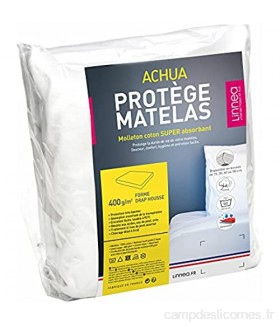Protège Matelas 160x200 cm ACHUA Molleton 100% Coton 400 g/m2 Bonnet 40cm