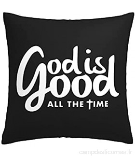 862 Housse de coussin carrée en coton et lin avec inscription « God Is Good All The Time » - 45 7 x 45 7 cm
