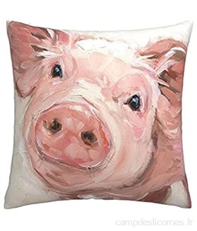 862 Taie d'oreiller décorative pour canapé chambre à coucher motif cochon de ferme 45 7 x 45 7 cm