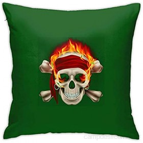 Kteubro Taie d'oreiller carrée en forme de crâne de pirate brûlant - 45 7 x 45 7 cm - Ultra douce et confortable