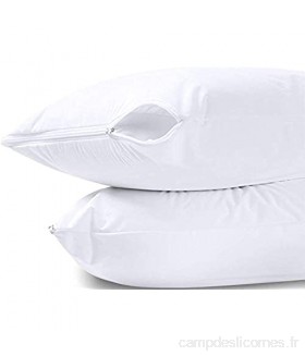 Thstheaven Housse de coussin imperméable à fermeture éclair – Protections d'oreillers en jersey – Anti-punaises de lit – Taie d'oreiller respirante – Taille standard 50 x 70 cm