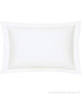 Blanc des Vosges Uni Percale Taie Coton Blanc 50 x 75 cm