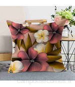 Housse de coussin décorative en lin avec feuilles et fleurs pour café bureau maison salon sans oreiller