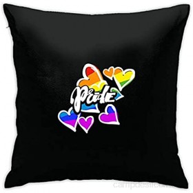 Kteubro Gay Pride Taie d'oreiller carrée Motif cœurs arc-en-ciel 45 7 x 45 7 cm Ultra douce et confortable