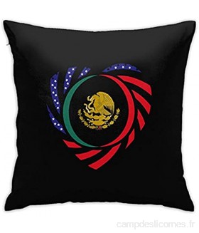 Kteubro Taie d'oreiller carrée avec drapeau mexicain américain - 45 7 x 45 7 cm - Ultra douce et confortable