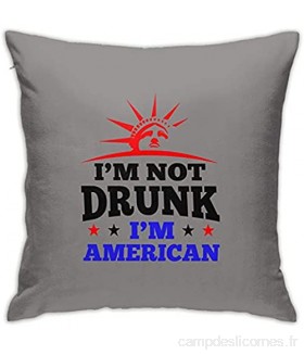 Kteubro Taie d\'oreiller carrée « I\'m Not Drunk I\'m American » - Décorative - 45 7 x 45 7 cm - Ultra douce et confortable