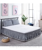 ELJZF Jupe de lit pour lit d\'hôtel avec bande élastique - Jupe de lit extensible avec pompons - Housse de lit sans surface - Épais et durable - Couleur : noir - Dimensions : 200 x 220 x 40 cm