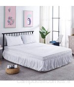 ELJZF Jupe de lit pour lit d\'hôtel avec bande élastique - Jupe de lit extensible avec pompons - Housse de lit sans surface - Épais et durable - Couleur : noir - Dimensions : 200 x 220 x 40 cm