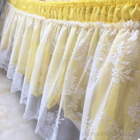ELJZF Jupe de lit volantée en dentelle pour mariage couvre-lit sans surface épaisse et durable couleur : jaune taille : 200 x 200 x 40 cm