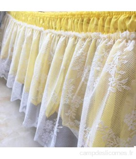 ELJZF Jupe de lit volantée en dentelle pour mariage couvre-lit sans surface épaisse et durable couleur : jaune taille : 200 x 200 x 40 cm