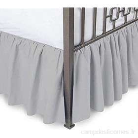 HUMBLE-COTTON Dust Ruffle with Split Corner Ruffled Gatherd Bed Skirt with Platform Three Sided Coverage 100% Microfiber Soft Sheen & Luxurious Look - Bed Skirts Light Grey Emperor 40 Cm Drop