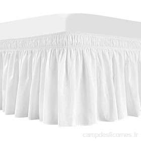 Jupe de lit à Volants Blanc/Beige/Gris Jupe de lit élastique Belle et Chaude. Facile a Mettre et à enlever Color : White Size : 90X190+38