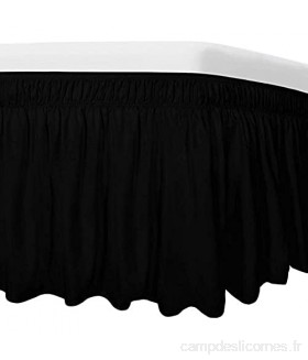 Jupe de lit à Volants - Robuste et élastique - Style Enveloppant - 38cm de Hauteur Color : Black Size : 137X190+38