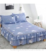 Kadimendium Drap de lit Jupe de lit plissée à Volants pour Cadeau pour hôtelBed Skirt 150 * 200cm*1 Pillowcase: 48 * 74cm*2