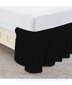UK Linen Tour de lit noir uni super king size 180 x 200 cm tour de lit de 30 cm avec élastique tout autour 100 % pur coton égyptien 800 fils infroissable et résistant à la décoloration.