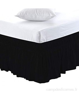 UK Linen Tour de lit noir uni super king size 180 x 200 cm tour de lit de 30 cm avec élastique tout autour 100 % pur coton égyptien 800 fils infroissable et résistant à la décoloration.