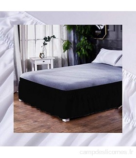 XuBa Jupe de lit à volants élastique uni Noir 180 x 200 + 40 cm