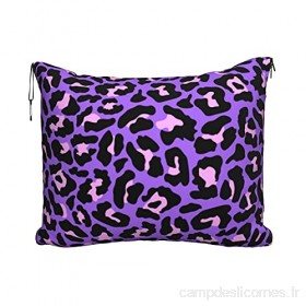 Couverture de voyage et oreiller - Ensemble de couverture et oreiller de voyage - Couverture de voyage compacte et douce 2 en 1 - Motif léopard violet et rose