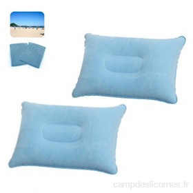 Lot de 2 coussins gonflables de camping - Bleu clair - Pour le bureau les excursions du week-end les vacances à la plage les vacances en camping