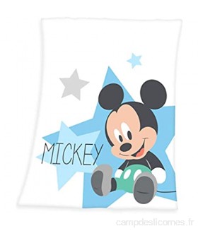 Disney Mickey Mouse Couverture en peluche pour bébé Bleu clair 75 x 100 cm