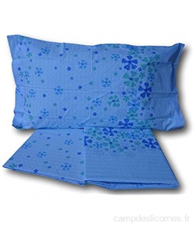 Caleffi Parure de lit pour lit simple et 1 place et demie en coton pour lit simple style bleu