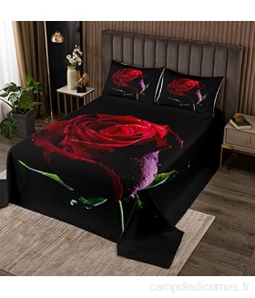 Couvre-lit 3D rose rouge pour femme - Motif floral romantique - 220 x 240 cm - Branches botaniques