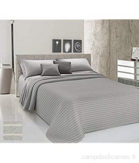HomeLife Couvre-lit pour lit 1 place printemps été teinte en fil [180 x 290] Fabriqué en Italie | Couvre-lit simple à rayures 100 % coton | Drap couvre-lit simple léger | 1 place gris