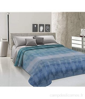 HomeLife Couvre-lit simple printemps été en piqué [170 x 280] fabriqué en Italie couverture de lit simple en coton jacquard motif arc-en-ciel | Drap housse léger | 1 p bleu