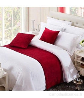 Solide Couleur Bed Chenille Fin Écharpe Runner Protector Soft lit Runner Literie Foulards de Accueil Hôtel Chambre Mariage Red-50X240cm for 180cm Bed