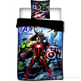 Avengers Housse de Couette Garcon avec Taie d'oreiller - 200 x 140 cm - Parrure Avengers