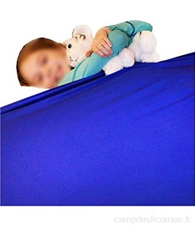 ZWDM Feuille de Compression sensorielle pour Enfants Aide Respirante Extensible Confortable avec l'Autisme ADHD SDP Traitement du désordre Matelas de Matelas ajusté Color : Blue Size : 136x147cm