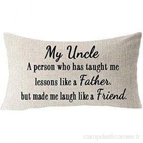 Housse de coussin carrée en coton et lin avec inscription « My Uncle A Person Who Has Teght Me Lessons Like A Father Laugh Like A Friend » 35 6 x 50 8 cm