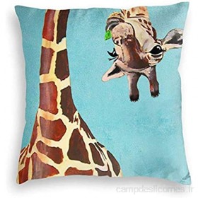 Housse de coussin carrée en velours doux imprimé girafe coquine - Décoration d'intérieur - Pour canapé chambre à coucher voiture - 45 7 x 45 7 cm