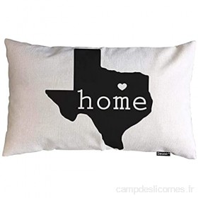 Housse de coussin décorative rectangulaire en coton et lin pour canapé et lit Motif carte du Texas 35 6 x 50 8 cm