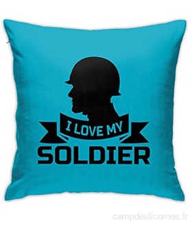 Kteubro Housse de coussin carrée I Love My Soldier2 - 45 7 x 45 7 cm - Ultra douce et confortable
