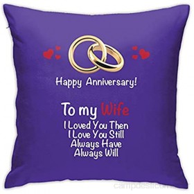 Kteubro Taie d'oreiller carrée « Happy Anniversary!to My Wife ILoved You » pour décoration de maison canapé 45 7 x 45 7 cm ultra douce et confortable