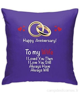 Kteubro Taie d\'oreiller carrée « Happy Anniversary!to My Wife ILoved You » pour décoration de maison canapé 45 7 x 45 7 cm ultra douce et confortable
