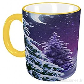 Tasse à café Arbre Violet Maison de Noël Tasses à café Pleine Lune Tasses en céramique avec poignées pour Boissons Chaudes - Cappuccino Thé Tasse à thé Cadeaux de café 12 oz Sky Blue