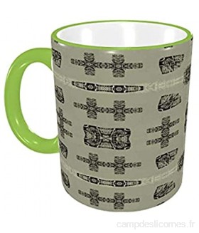 Tasse à café Art Labyrinthe géométrique Vintage Tasses à café Tasses en céramique avec poignées pour Boissons Chaudes - Cappuccino Latte Cacao Tasse à Cadeaux de café 12 oz Orange