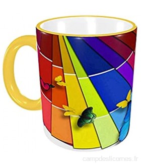 Tasse à café Rainbow Wings Butterfly Tasses à café Tasses en céramique avec poignées pour Boissons Chaudes - Cappuccino Latte Thé Cacao Tasse à thé Cadeaux de café 12 oz Sky Blue