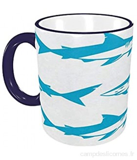 Tcerlcir Tasse à café Aquarelle Requin Bleu Tasses à café Tasses en céramique avec poignées pour Boissons Chaudes - Cappuccino Latte thé Cacao Tasse à thé Cadeaux de café 12 oz Navy Blue