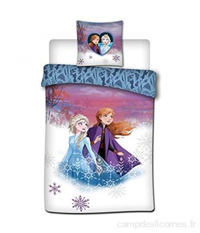 Aymax S.P.R.L. Reine des Neiges 2 Parure de lit Disney - Housse de Couette Frozen 140x200 cm + Taie d'oreiller 63x63 cm