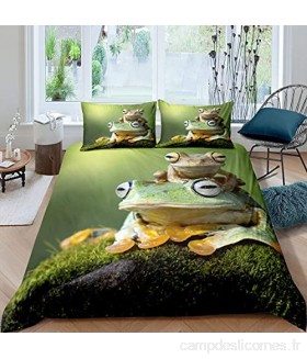 Parure de lit 2 pièces avec housse de couette motif grenouille et insectes tropicaux pour enfants et adultes Thème forêt tropicale