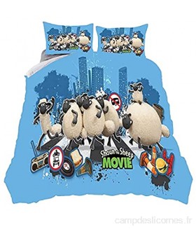AZJMPKS Parure de lit Shaun Le mouton Anime - Housse de couette 135 x 200 cm - Taie d'oreiller 75 x 50 cm - Coton renforcé - Microfibre - Parure de lit pour enfant A13 135 x 200 cm + 75 x 50 cm