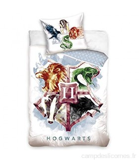 Parure de lit Harry Potter Poudlard - Housse de Couette 140x200 cm + Taie d'oreiller 65x65 cm