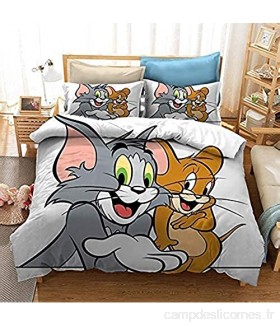 Tom et Jerry Parure de lit Tom et Jerry - Tissu de qualité supérieure doux et confortable - Convient pour toutes les saisons Tom and Jerry3 220 x 240 cm + 50 x 75 cm x 2.