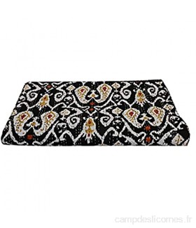 Charoli Enterprises Couvre-lit bohème noir multi-ikat fait à la main en coton cousu couvre-lit décoratif hippie décoration de chambre