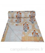 INDOCRAFTS Couvre-lit Kantha imprimé floral indien pour lit double - 152 x 228 cm